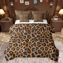 jejeloiu Leopard Cheetah 7-Piece Twin Bedding Set Rustic Farmhouse Brown Black Microfiber Reversible Decor For Men Women