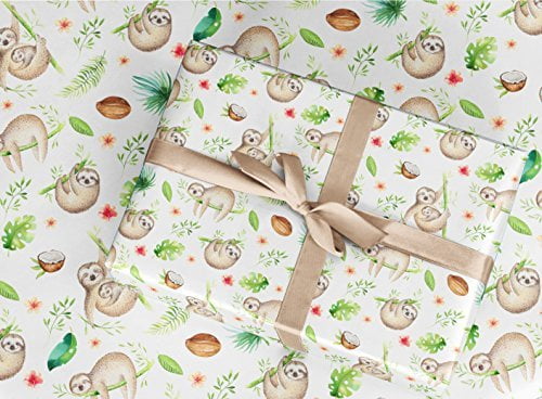 Sloth Wrapping Paper Gift Wrap 30' x 84' Sheet Vintage Style