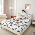 thumbnail image 3 of Castle Fairy Cute Cartoon Hunting Deer Queen Size Sheets 4 Pieces,Maple Leaf Animal Queen Sheet Sets,Brown Green White,1 Fitted Sheet,1 Flat Sheet and 2 Pillowcases, 3 of 6