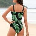thumbnail image 5 of JSheng One Piece Bathing Suit for Women Fashion Women Summer Floral Printed With Chest Cushion And No Steel Support Sexy Backless Strap Bikini Swimsuit Green S, 5 of 5