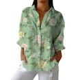 thumbnail image 1 of Chemises pour Femmes en Liquidation Chemises Rétro Art Imprimé Floral Chemise Décontractée Col en V, 1 of 4