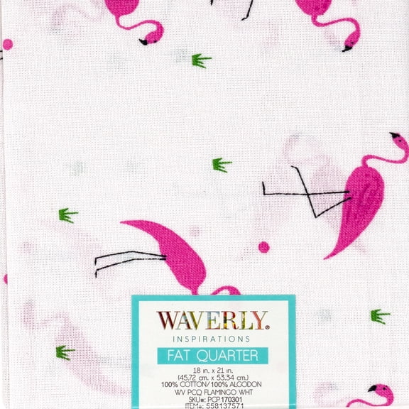 Waverly Inspirations 18" x 21" 100% Cotton Fat Quarter Flamingo Print Quilting & Craft Fabric, 1 Each