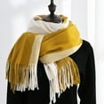 thumbnail image 4 of Ljudmp Womens Fall Winter Scarf Tassel Plaid Scarf Warm Soft Chunky Large Blanket Wrap Shawl Scarves Cold-weather Neck Wrapping Head Scarf Neck Cover Yellow, 4 of 7