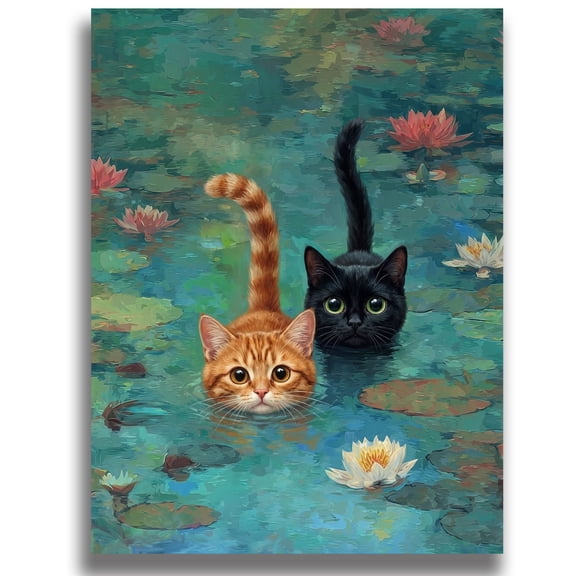Mosflare Diamond Painting Kit for Adults,12x16 inch,HD Canvas Round Rhinestone Gem Art,Cat DIY Craft Home Wall Decor and Gift