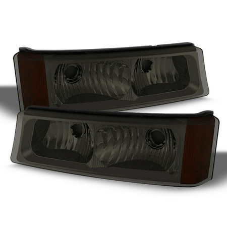 Chevy Silverado Turn Signal - Fits 2003-2006 Chevy Silverado Smoke Bumper Turn Signal Parking Lights Lamps L+R