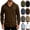 Brown, variant on Mens Oxford Cotton Long Sleeve Hooded Shacket Snap Button Down Shirt Jacket Lightweight Cargo Tops with Flap Pockets for Daily Wear Travel Fall, White, L