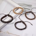 thumbnail image 5 of Juego de 4 pulseras trenzadas de cuero negro y marrón con cuentas de madera CHAO, 5 of 5