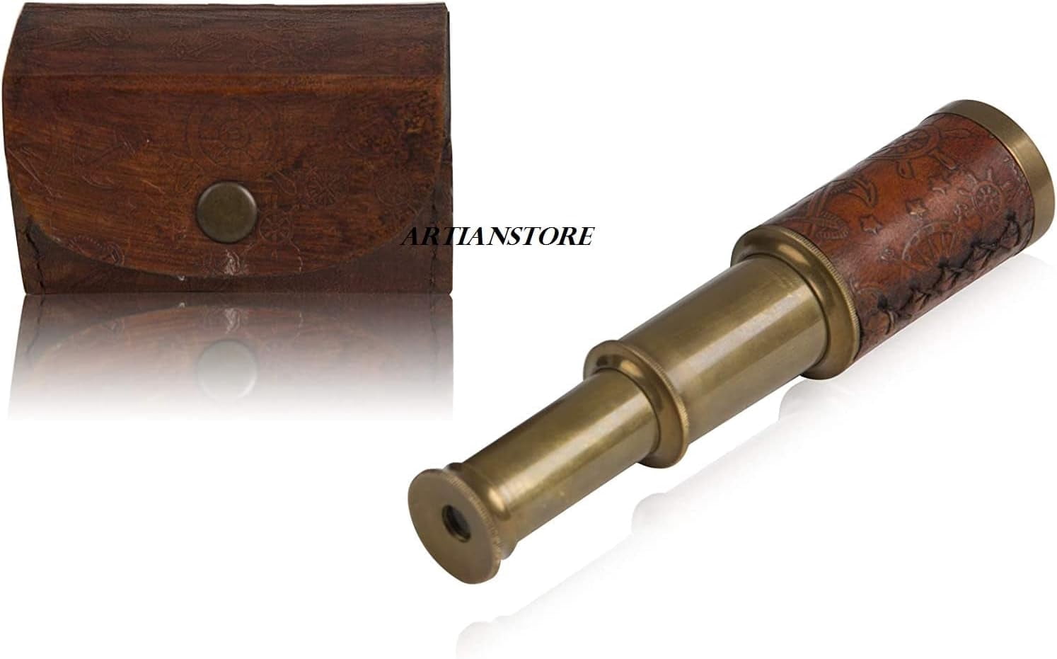 Vintage Brass Telescope With Wooden Box - 14" Functional Pirate Spyglass For Travel & Collectors