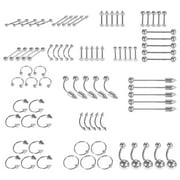 M'LIS 1 Set of Fashion Tongue Piercing Ring Lip Labret Nose Stud Stainless Piercing Ornament Body Jewelry for Decoration(Silver)