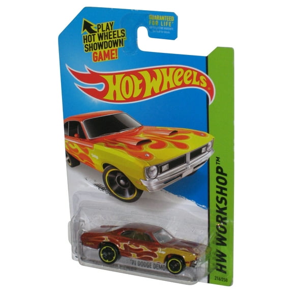 Hot Wheels HW Workshop (2013) Yellow Flames '71 Dodge Demon Car 216/250