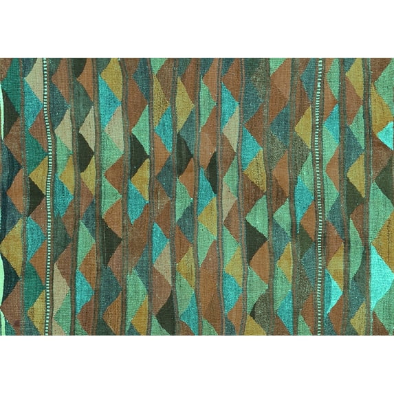 Ahgly Company Indoor Rectangle Oriental Turquoise Blue Traditional Area Rugs, 2' x 3'