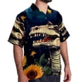 thumbnail image 2 of Crocodile Starry Sky Sunflower Men's Short Sleeve Poplin Shirt - Casual Printed Button Down Short Summer Beach Shirts Unisex940, 2 of 6