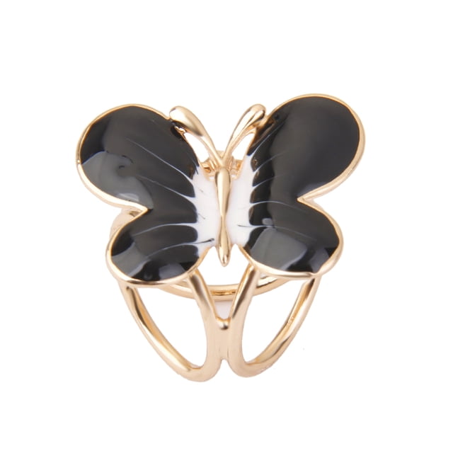 Mujeres bufanda hebilla Clip titular lindo mariposa seda bufandas joyería broche Negro Hugo Clip bufanda