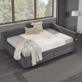 thumbnail image 3 of Tcbosik Full Size Daybed with 2 Storage Drawers, Velvet Fabric Upholstered Sofa Bed for Home Office, Space Saving, No Box Spring Needed, Grey, 3 of 11