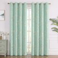 thumbnail image 2 of Blackout Curtains 72 Inches Long, Gold Foil Print Pattern Room Darkening Curtain, Living Room Curtains & Drapes, Thermal Insulated Window Panel Set, 52 x 72 Inch, Aqua, 2 of 7