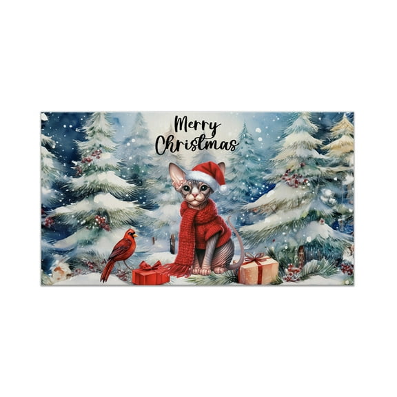Merry Christmas Sphynx Enjoys Catmas Winter Xmas Holiday Doormat Cat Lover Kitten Owner Gifts Idea Indoor Outdoor Welcome Mat - 02022