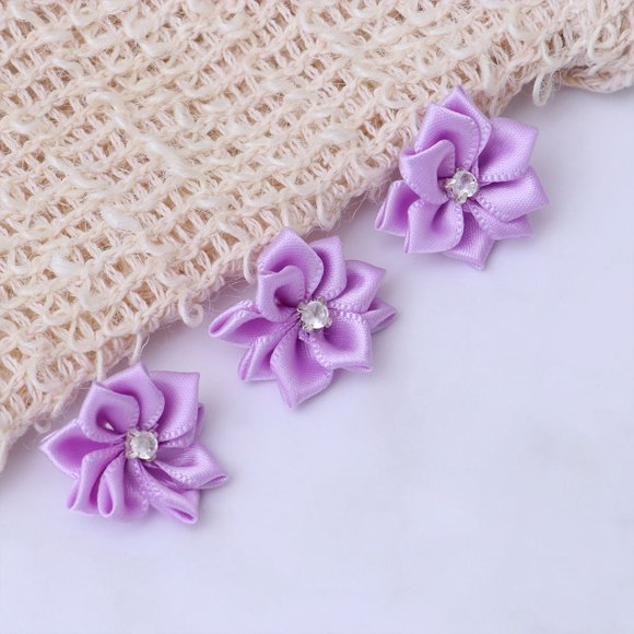 OULII 50Pcs Violet Nine Petal Flower DIY Crafts Supplies for Hat Bags Shoes and Hair Accessories
