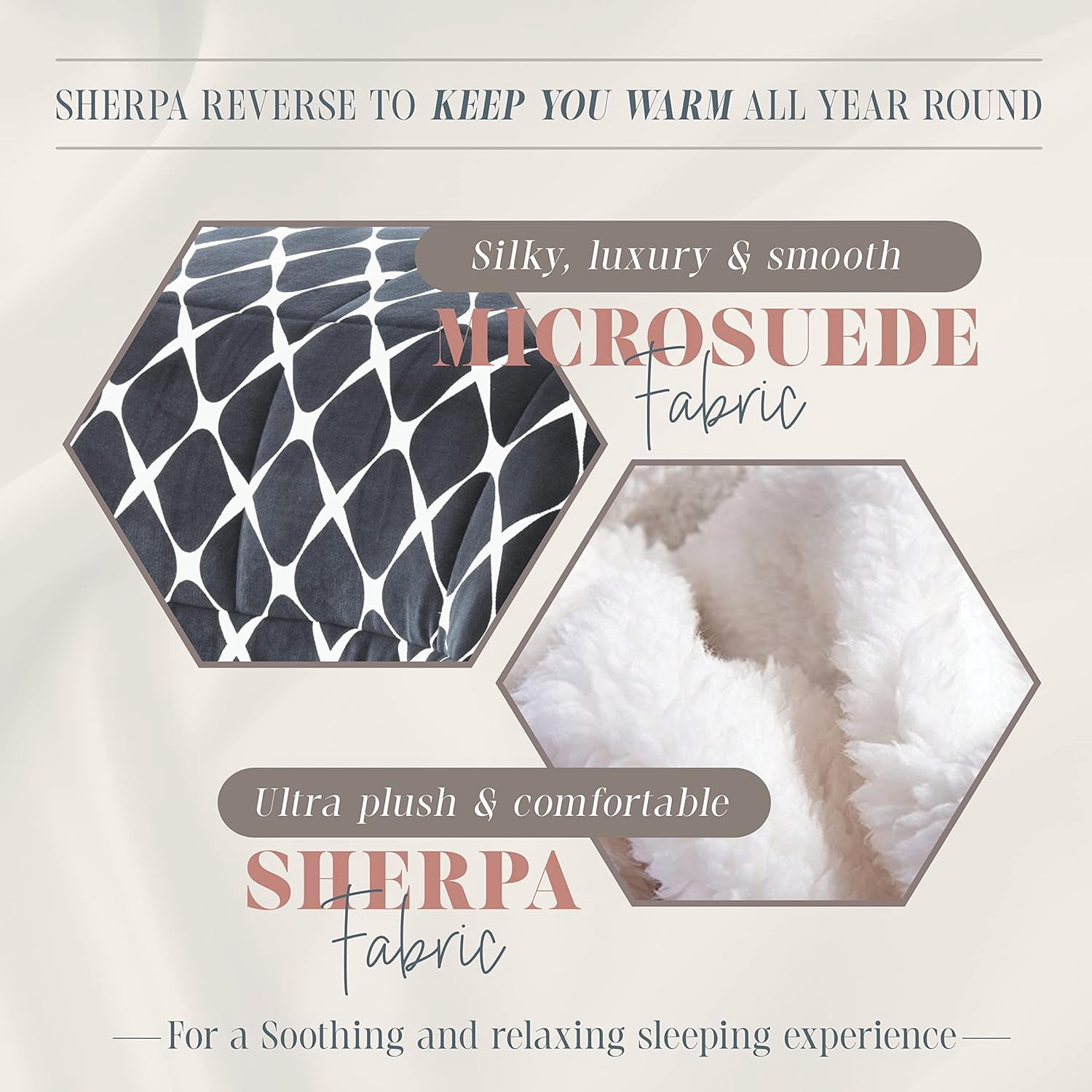 Elegant Comfort 3-Piece Luna Ogee Pattern Collection, Reversible Sherpa Comforter, Soft, Breathable & comfy Fabric, High Quality Micro-Suede, Ogee Pattern Sherpa Comforter, King, Charcoal Gray