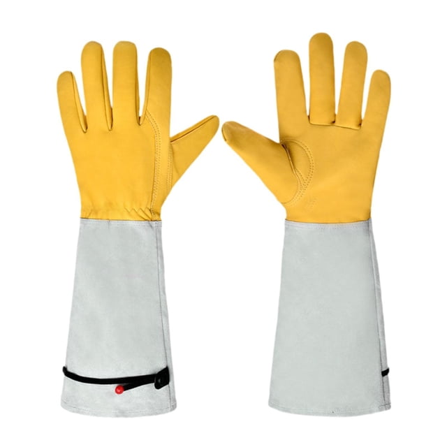 Guantes de jardinería de cuero Long PU Guantes de protección del antebrazo Accesorios de jardinería a prueba de espinas Guantes de trabajo para cortar L