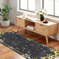 thumbnail image 2 of FairOnly 2'x6'Sunflower & Insects Runner Rug for Kitchen Hallway Stain Resistant Machine Washable Non Slip Mat for Entryway Laundry Bathroom,Black, 2 of 7