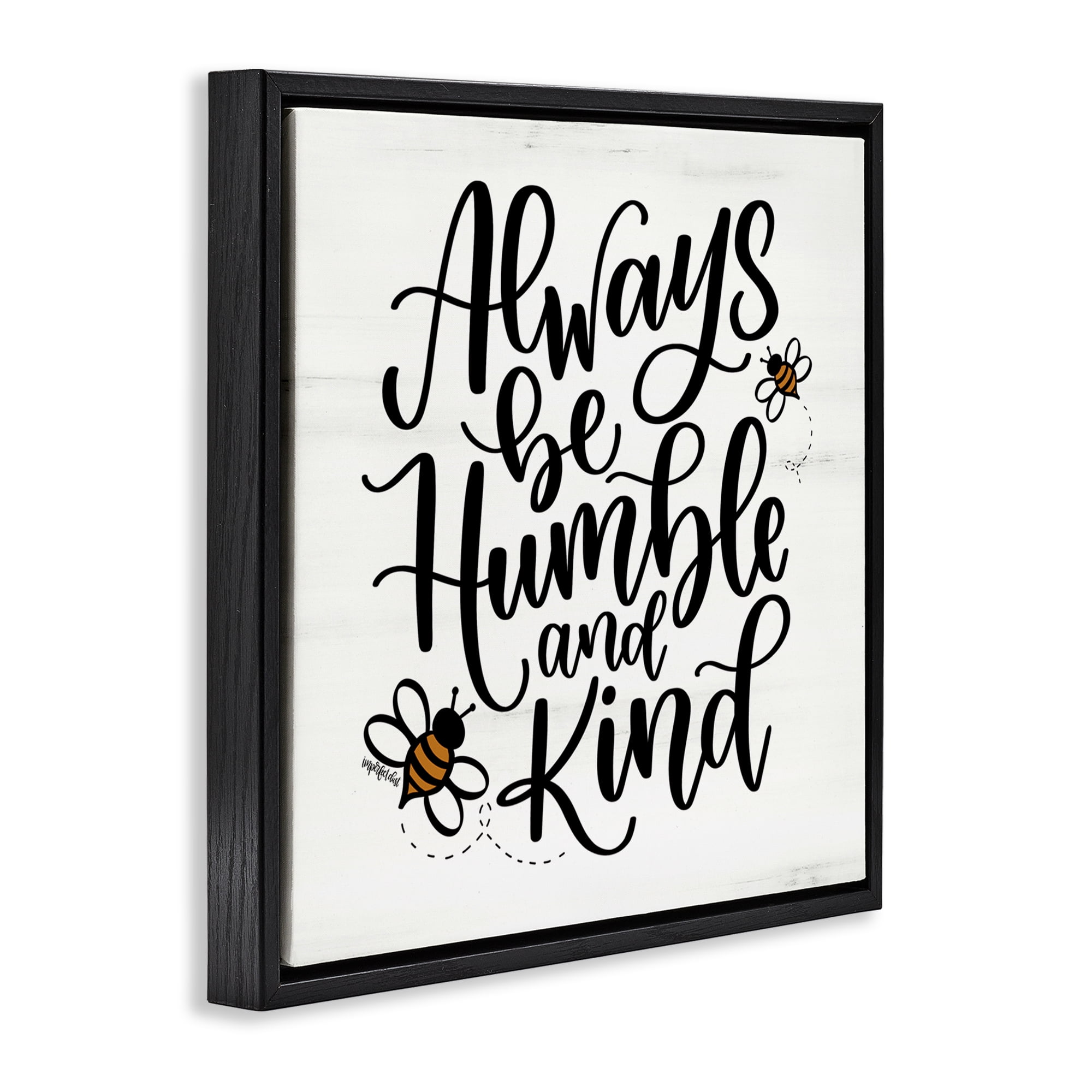 Stupell Industries Inspiring Humble & Kind Animals Painting Black Floater Framed Canvas Art Print Wall Art, 25 x 25