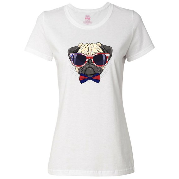 Inktastic Pug Dog July 4th Patriotic Sunglasses Women's T-Shirt