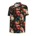 thumbnail image 2 of Balery Rose Flowers Printed Men’s Short Sleeve Polo Shirt, Midweight Men's Shirt,Golf Polo shirts -, 2 of 9