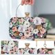thumbnail image 4 of Bolsos de mano para mujer, elegantes bolsos de noche con flores y diamantes de imitación, bolsos de mano para boda, bolsos de hombro para novia, para fiestas, banquetes, bodas, color negro, 4 of 4