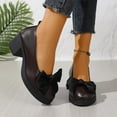 thumbnail image 6 of Brown Female Casual Pumps With T-Strap Buckle Bow Accent And Thick Heel For Warm Weather, 6 of 9