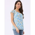 thumbnail image 3 of DARING DIVA Square Neck Ruffle Sleeve Chiffon Blouses  XS Sky Blue, 3 of 6