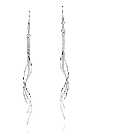 - Cascading Long Vine Spiral .925 Sterling Silver Dangle Fish Hooks Earrings