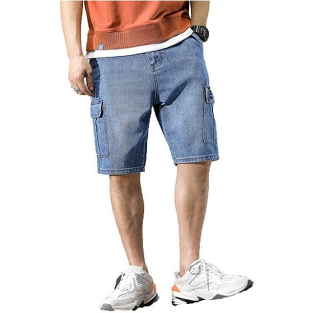 Diconna Men's Classic Fit Stylish Straight Leg Denim Shorts with Pockets