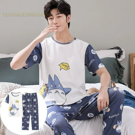 

QWZNDZGR Summer Knitted Pj Short Sleeved Men s Pajamas Sets Male Pajama Set Letter Pajama For Men Sleepwear Suit Homewear Size XXXL1264