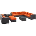 thumbnail image 3 of Modway Cohesion 11 Piece Outdoor Patio Sectional Set in Espresso Orange, 3 of 7