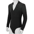 thumbnail image 4 of TSSOE Mens Sparkle Rhinestones Long Sleeve Latin Tango Rumba Dance Shirt Leotard Bodysuit Black XL, 4 of 7