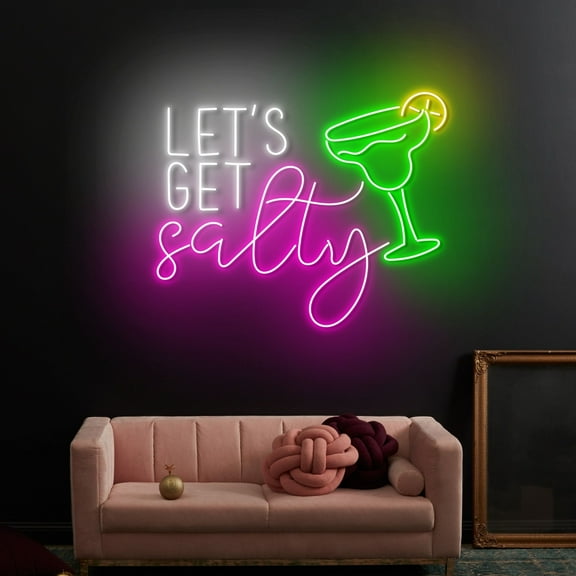 Craftnamesign Let's Get Salty Margarita Neon Sign, Margarita Cocktail Decor, Margarita LED Light