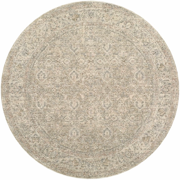BoutiqueRugs Buddug Traditional Area Rug - Cream, Slate Blue, Light Sage - 5'3" Round