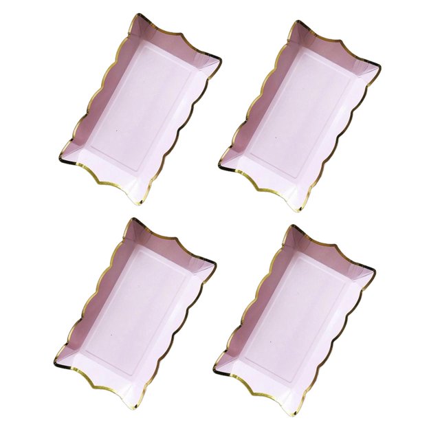 Bandeja de papel desechable Rectangular de 4 Uds., bandeja de para servir, para , Bar, , aperitivos, pan Violeta BLESIY Bandeja de servicio de papel