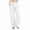 White, variant on oiangi Boho Pants for Women Summer Cotton Linen Trousers Drawstring Elastic Waist Beach Pant with Pockets Light Blue 2XL