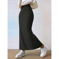 thumbnail image 5 of Female'S Solid High Waist Split Side Skirt Casual Knitted Maxi Skirts Comfy Bodycon Dress Black XL, 5 of 9