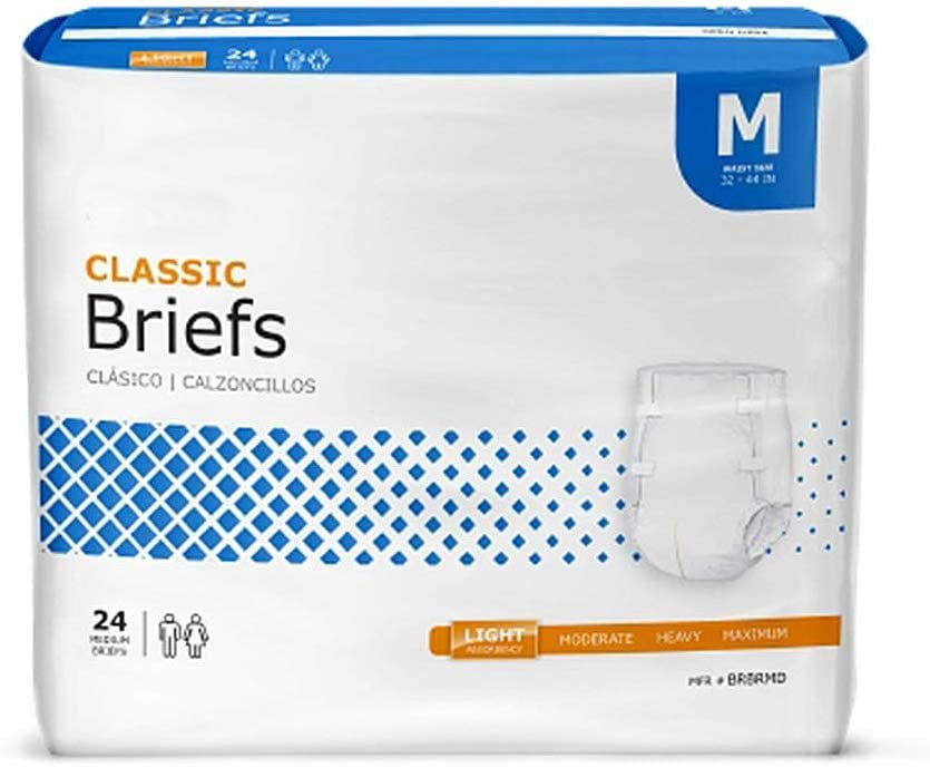 Adult Incontinent Briefs. Case of 96 Disposable Adult Briefs. Medium