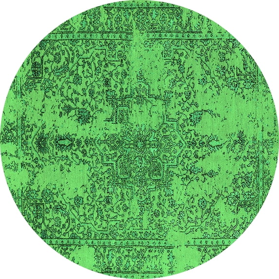 Ahgly Company Indoor Round Oriental Green Industrial Area Rugs, 5' Round