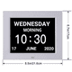 Horloge Numérique de Jour d'Alarme de Calendrier avec le Grand Écran de 8 ", am pm, 5 Alarmes, Horloges de Démence A Mené le Calendrier Électronique de Bureau Vieux Réveil Calendrier Perpétuel – image 3 sur 9