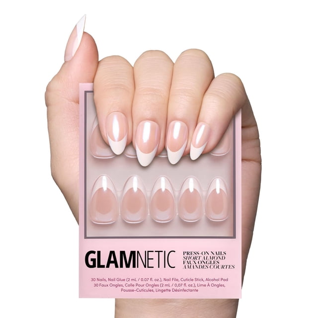 Press On Nails Glamnetic Mrs. Short Almond con puntas francesas