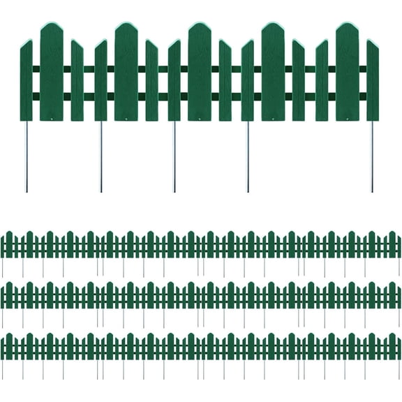 Bibana Garden Edging 12 Pack No Dig Border – Rust & Corrosion Resistant Recycled Plastic Flexible Fence for Lawn, Yard & Flower Beds, Dark Green
