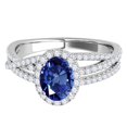 thumbnail image 2 of Aonejewelry 1.15 Ct. Ttw Halo Diamond Oval Shape Sapphire Ring In 10k White Gold, 2 of 4
