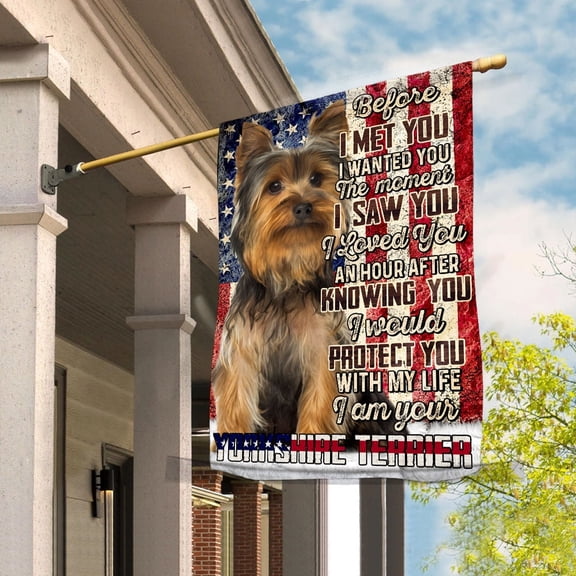 American Flag I Am Your Yorkshire Terrier Dog Flag Proud House Flag, Double-Sided Decorative Outdoor Flag, Patriotic Polyester Yard Flag 29.5 x 39.5 in