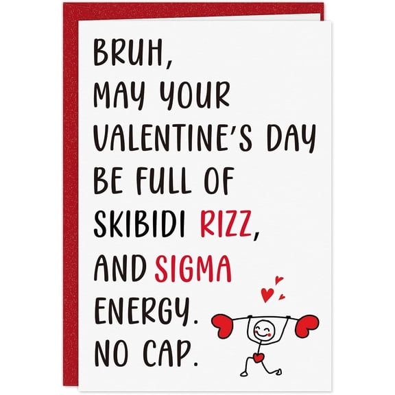 WaaHome Funny Valentines Day Card - Trendy Gen Z Valentines Card with Envelope Funny Gift for Her Him Girls Boys Teens Sister Brother Friend (5.5x8 inch)