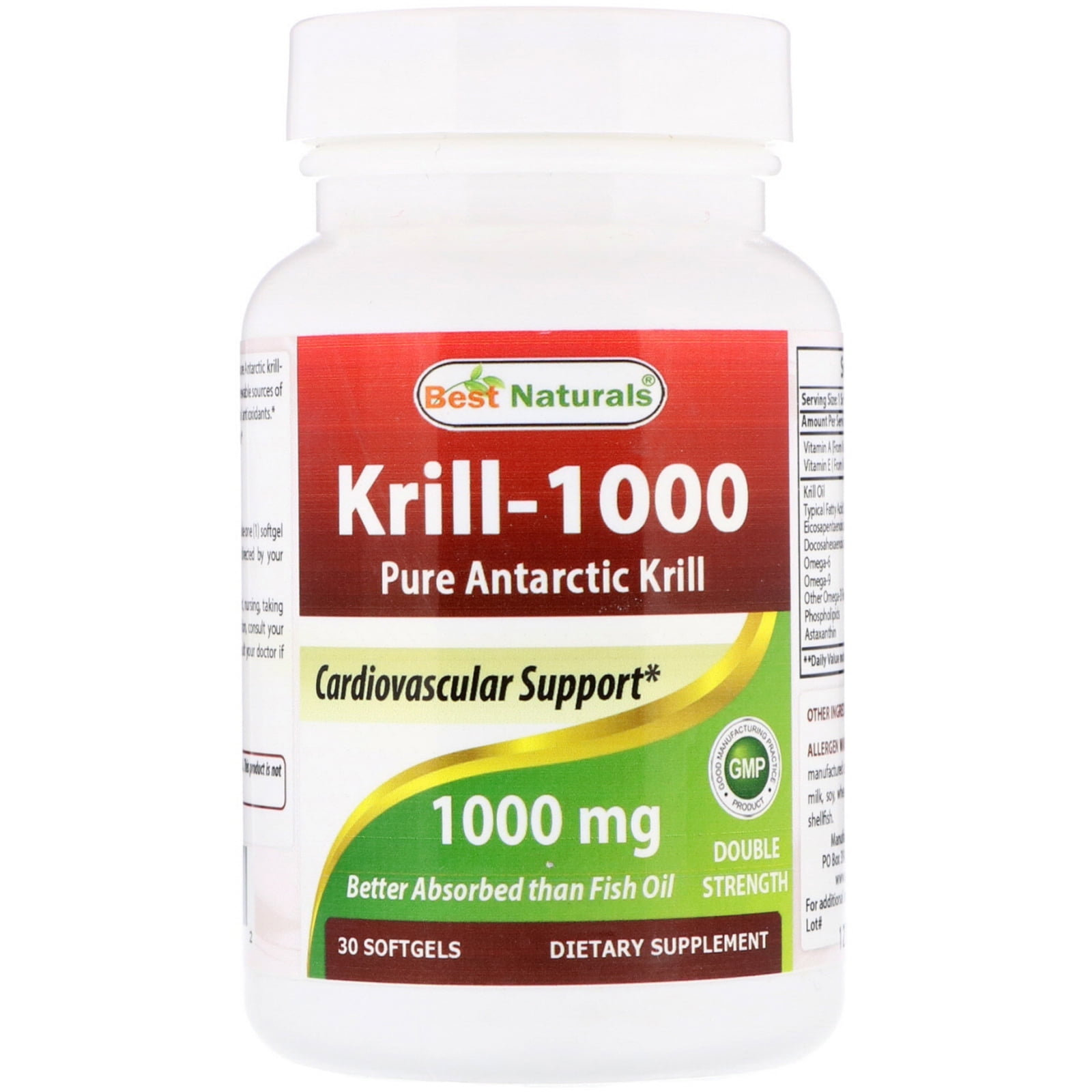Best Naturals Krill1000 Pure Antarctic Krill 1000 mg 30 Softgels