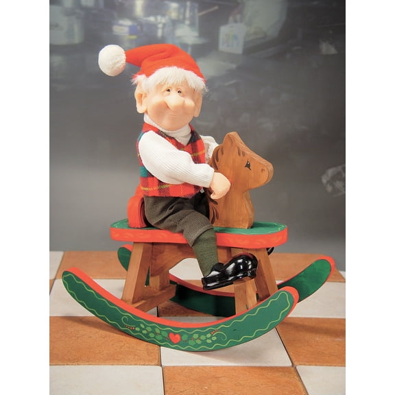 Zim's Malcolm Elf on Toy Rocking Horse Christmas Figurine